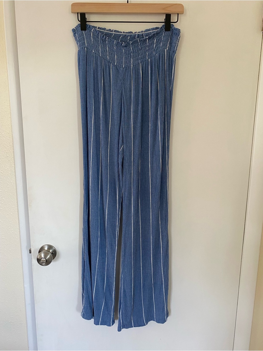 O'Neill Blue Striped Beach Pants Wide-Leg Striped Elastic Waist Flowy Small